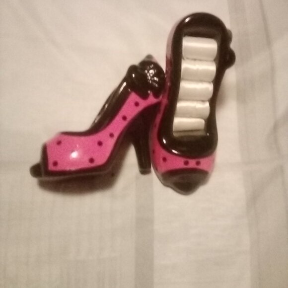 Ceramic High Heel Shoe Ring Holder Set - Picture 1 of 3